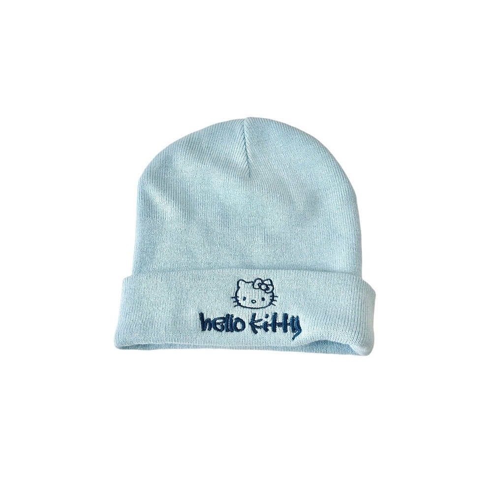Hello Kitty Sanrio Kawaii Embroidered Blue‎ Beanie